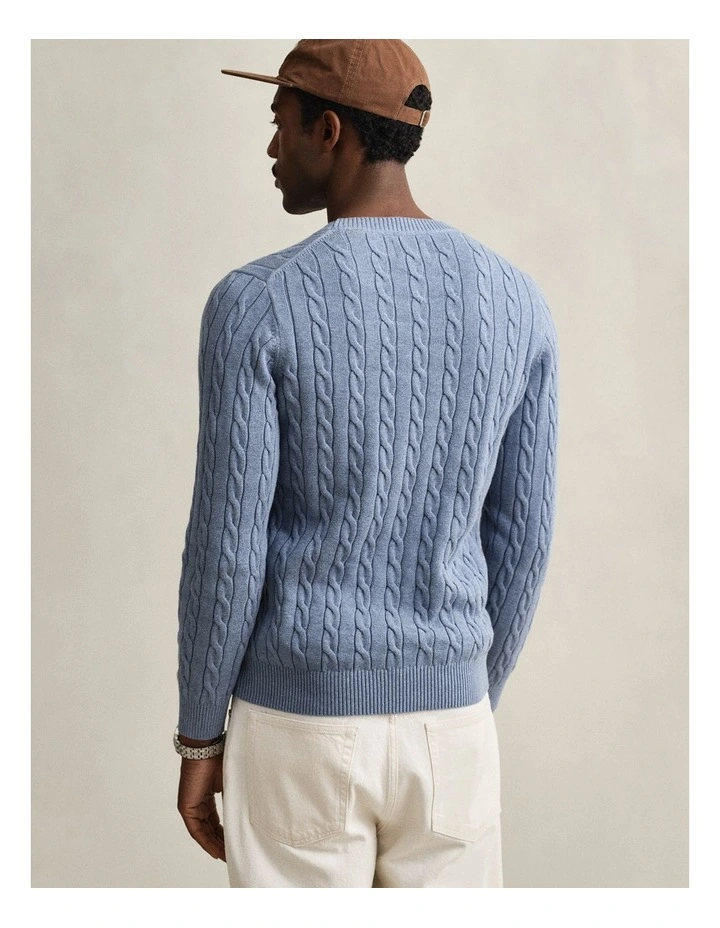 8050601 COTTON CABLE C-NECK FADED DENIM image 2