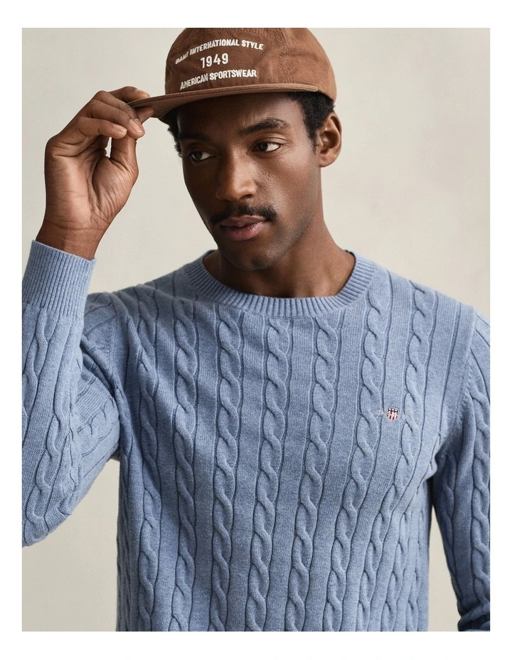8050601 COTTON CABLE C-NECK FADED DENIM image 4