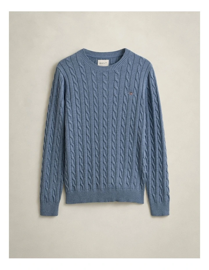 8050601 COTTON CABLE C-NECK FADED DENIM image 5
