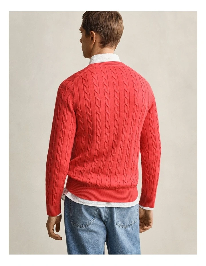 8050601 COTTON CABLE C-NECK ROSE RED image 2