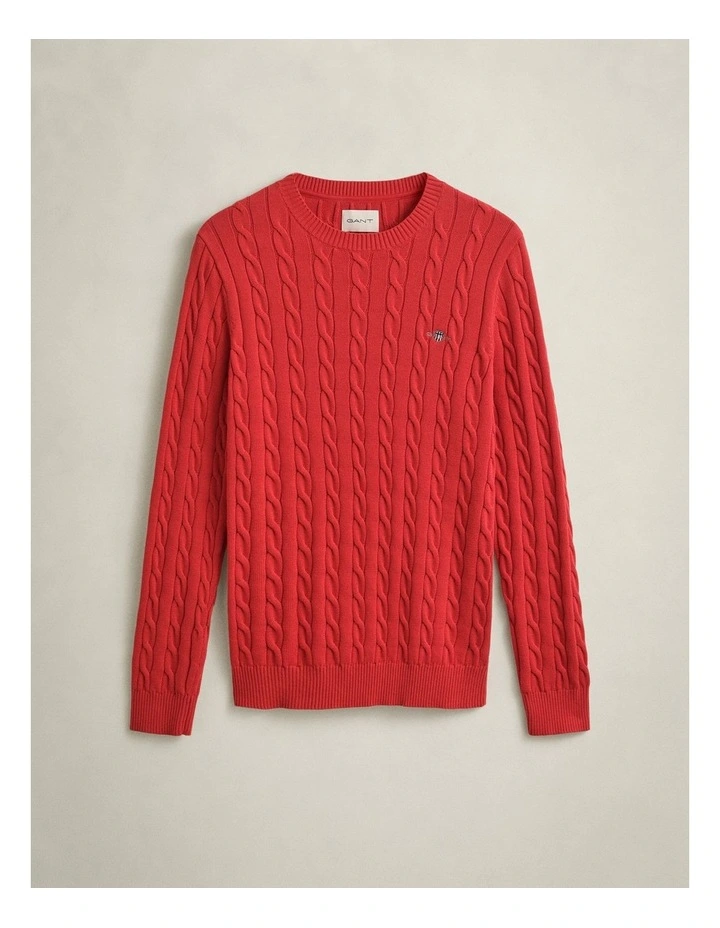 8050601 COTTON CABLE C-NECK ROSE RED image 5