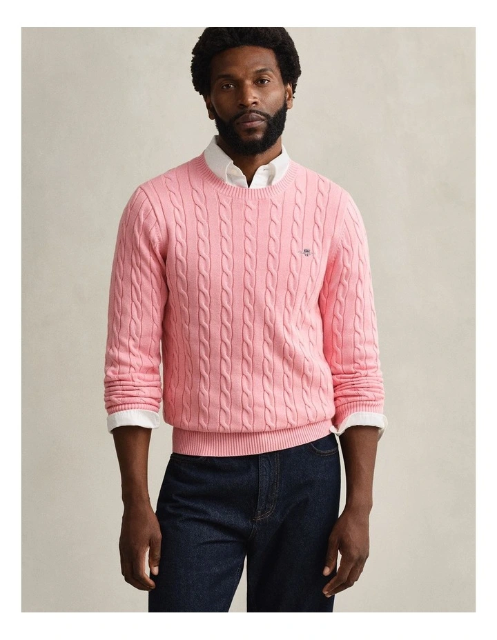 8050601 COTTON CABLE C-NECK WASHED PINK image 1