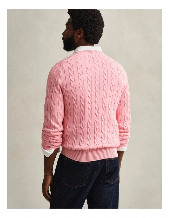8050601 COTTON CABLE C-NECK WASHED PINK image 2