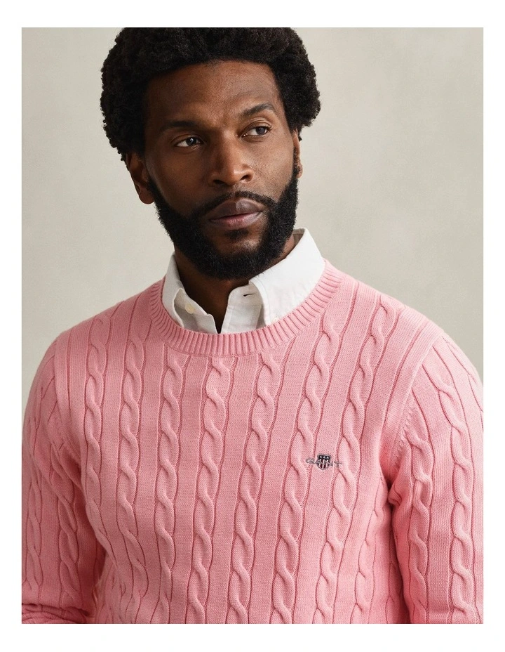 8050601 COTTON CABLE C-NECK WASHED PINK image 3
