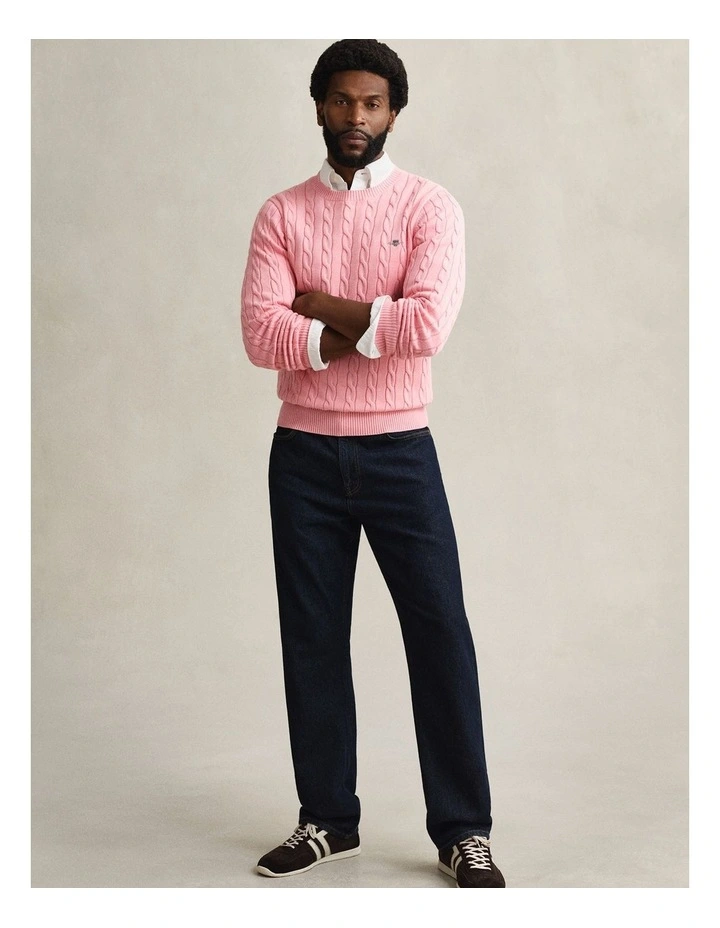 8050601 COTTON CABLE C-NECK WASHED PINK image 4