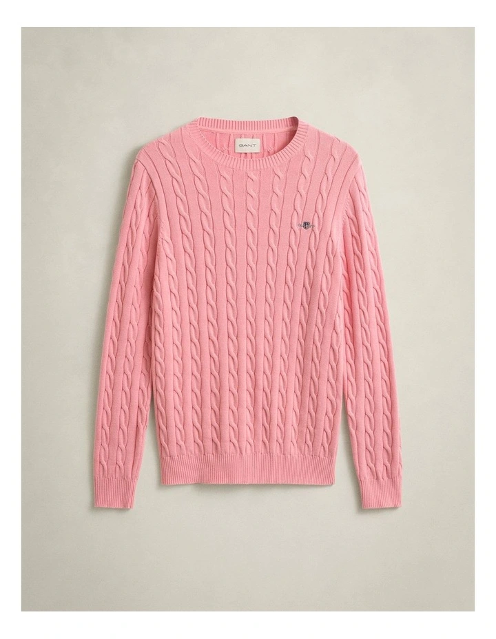 8050601 COTTON CABLE C-NECK WASHED PINK image 5
