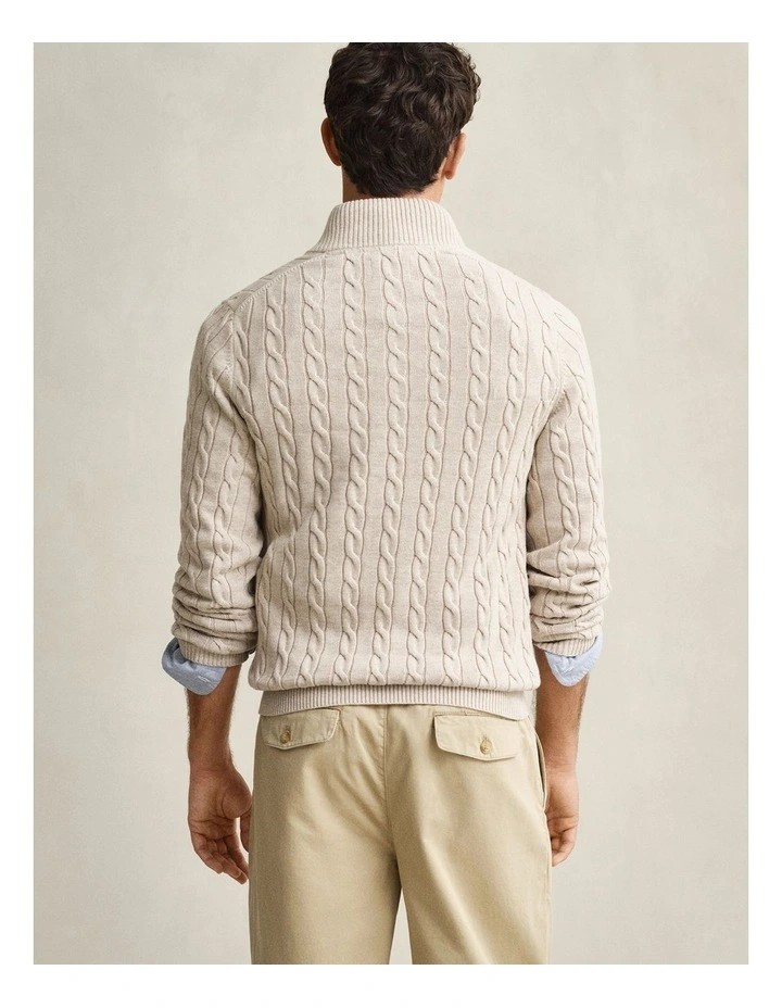 8050603 COTTON CABLE HALF ZIP OAT MELANGE image 2