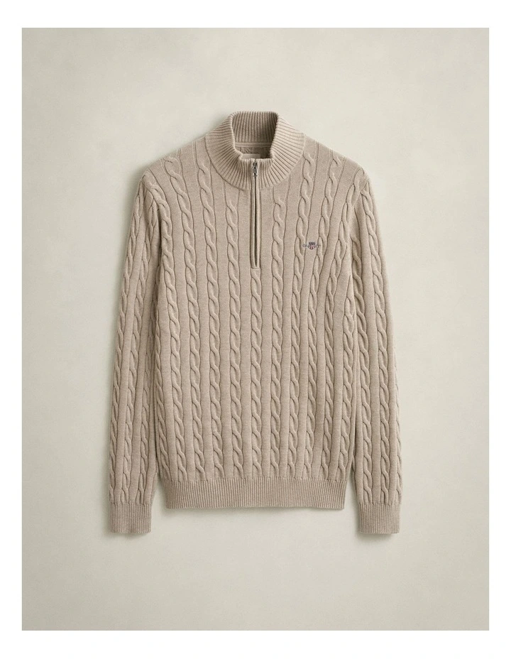 8050603 COTTON CABLE HALF ZIP OAT MELANGE image 5
