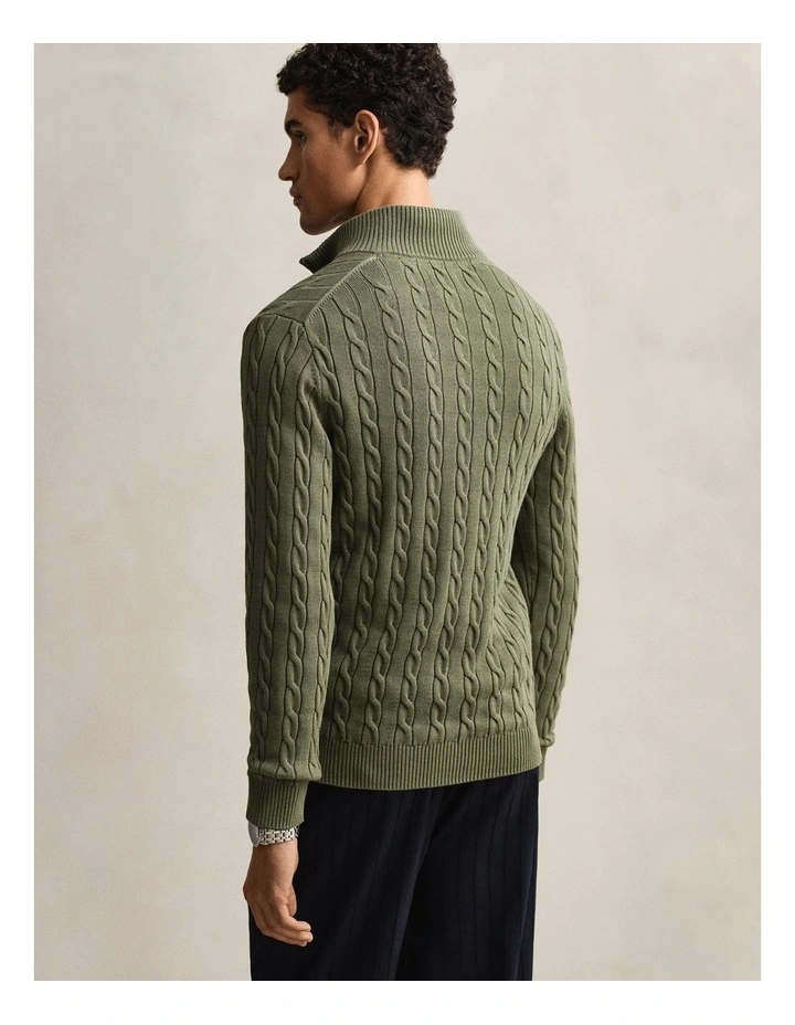 8050603 COTTON CABLE HALF ZIP DRY HERB GREEN image 2