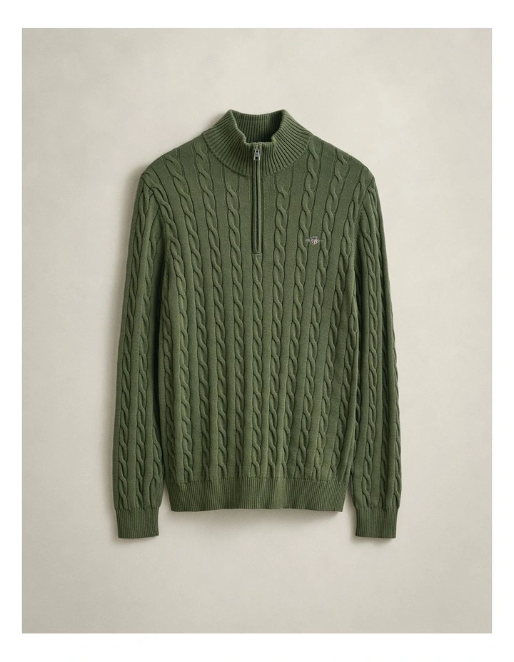 8050603 COTTON CABLE HALF ZIP DRY HERB GREEN image 5