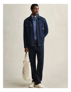 8050603 COTTON CABLE HALF ZIP DENIM BLUE MELANGE