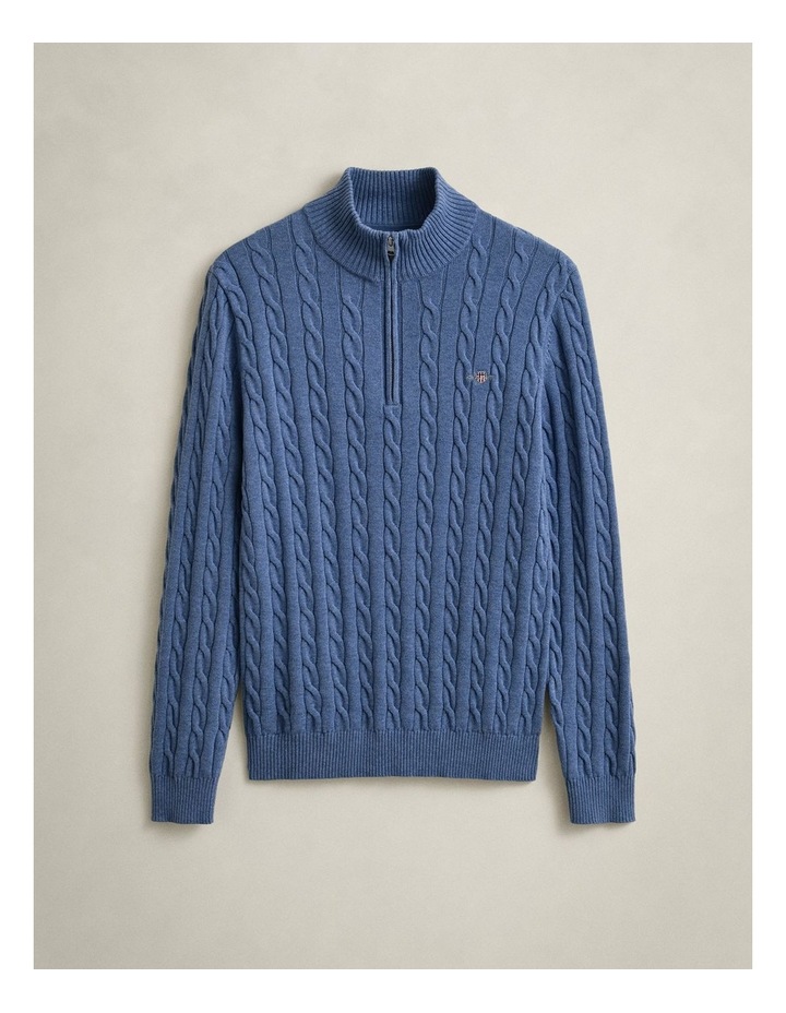 Gant 8050603 COTTON CABLE HALF ZIP DENIM BLUE MELANGE | MYER
