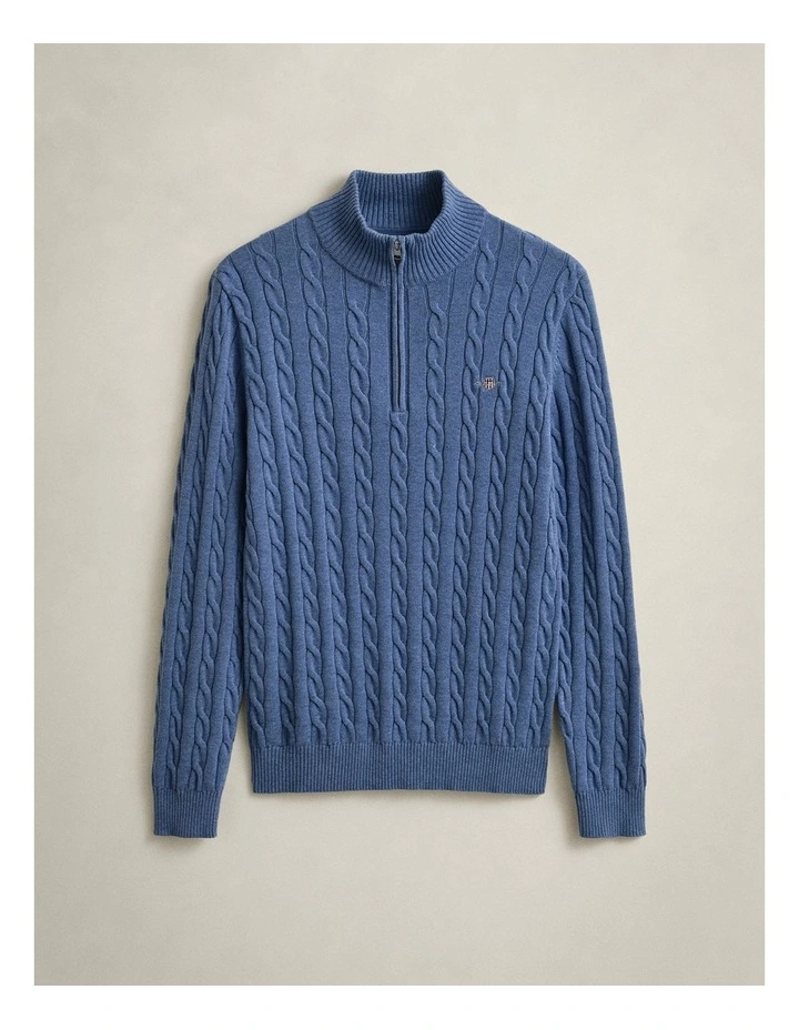 8050603 COTTON CABLE HALF ZIP DENIM BLUE MELANGE image 5