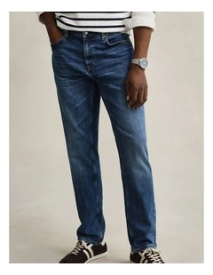 Regular Fit Jeans in Mid Blue Broken In