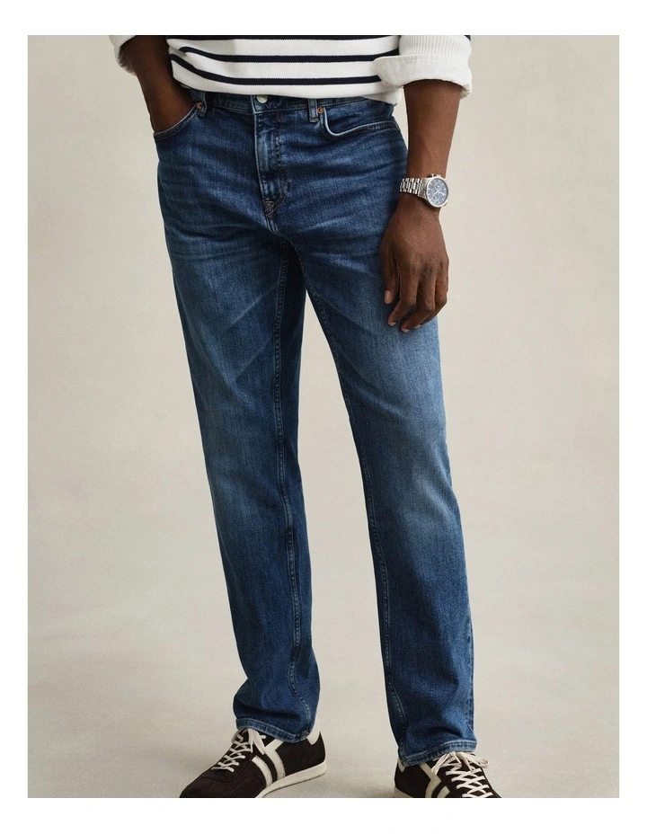 Regular Fit Jeans in Mid Blue Broken In image 1