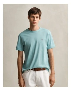 Regular Fit Shield T-Shirt in Muted Turquoise