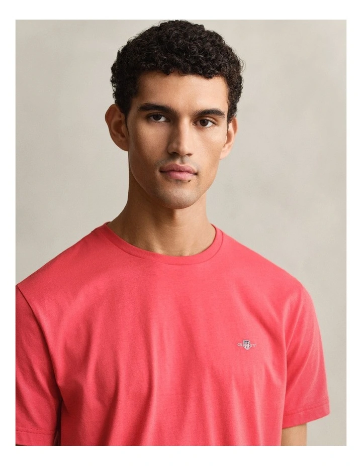 Regular Fit Shield T-Shirt in Rose Red image 3