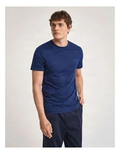 Contrast Logo T-Shirt in Persian Blue