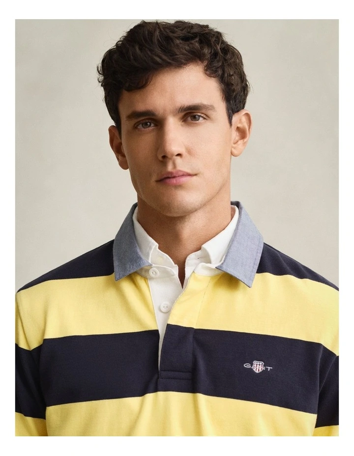 Chambray Collar Striped Heavy Rugger in Banana Yellow image 3