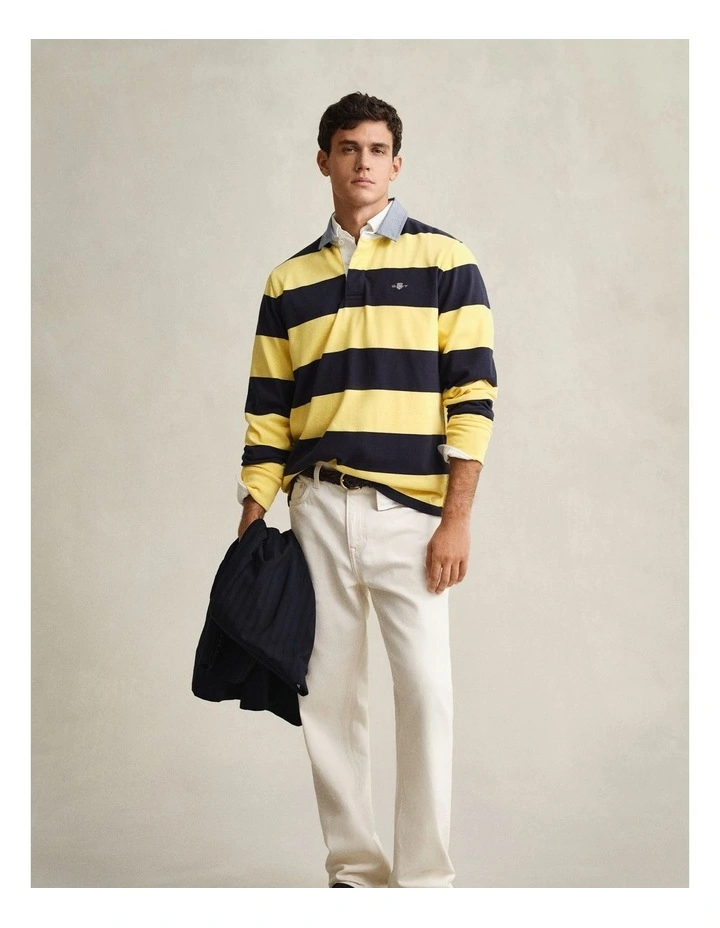 Chambray Collar Striped Heavy Rugger in Banana Yellow image 4