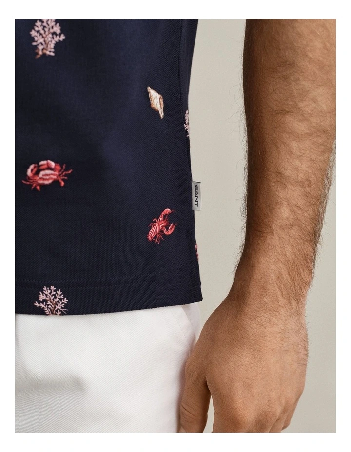 Embroidered Polo Shirt in Evening Blue image 3