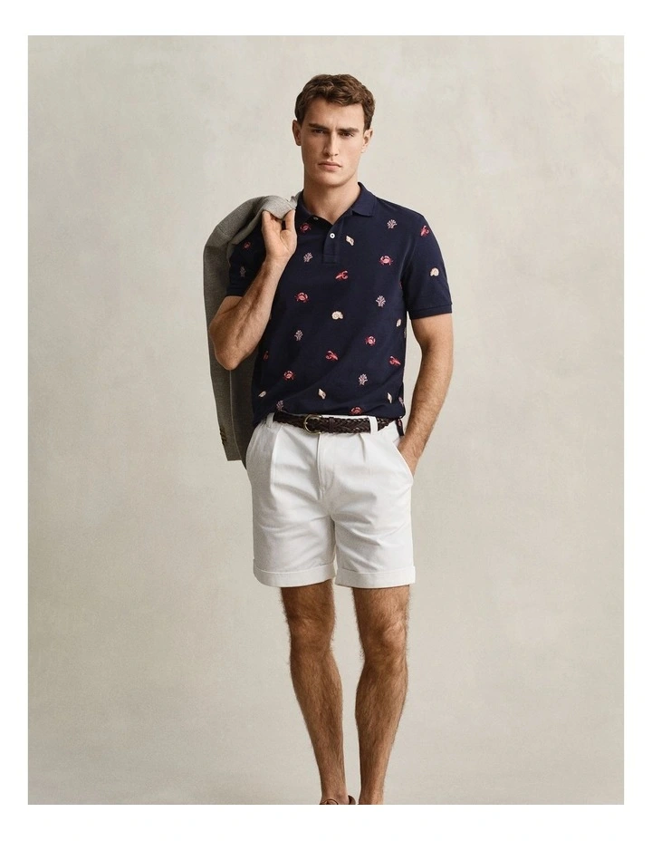 Embroidered Polo Shirt in Evening Blue image 5
