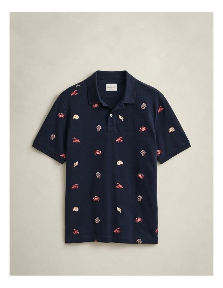 Embroidered Polo Shirt in Evening Blue image 6