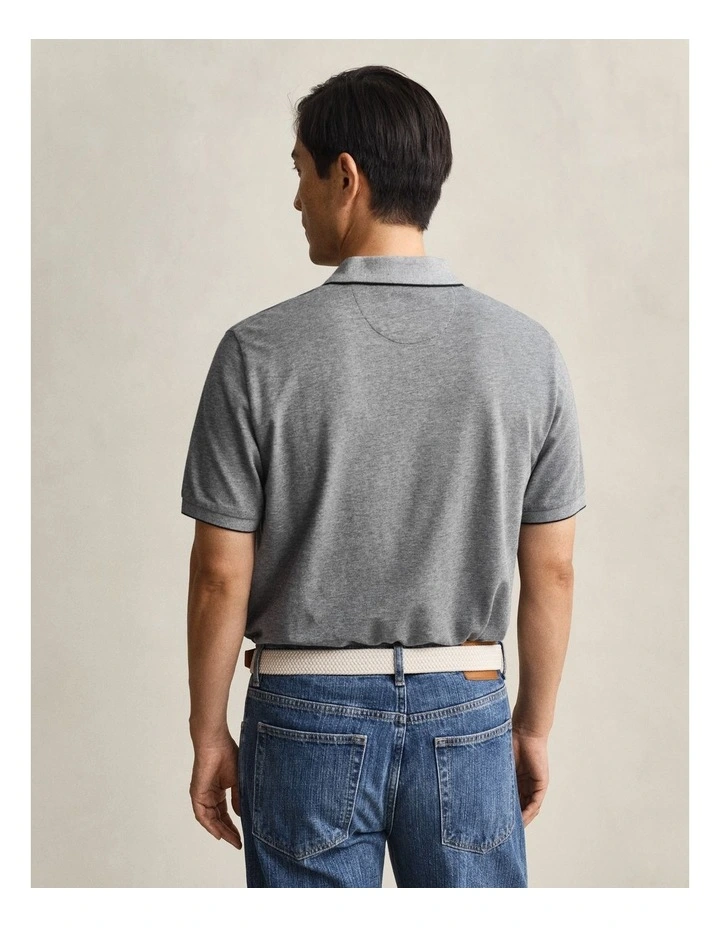 2 Tone Short Sleeve Polo in Evening Blue image 2