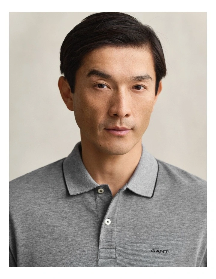 2 Tone Short Sleeve Polo in Evening Blue image 4