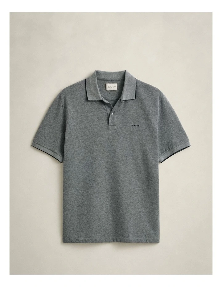 2 Tone Short Sleeve Polo in Evening Blue image 5