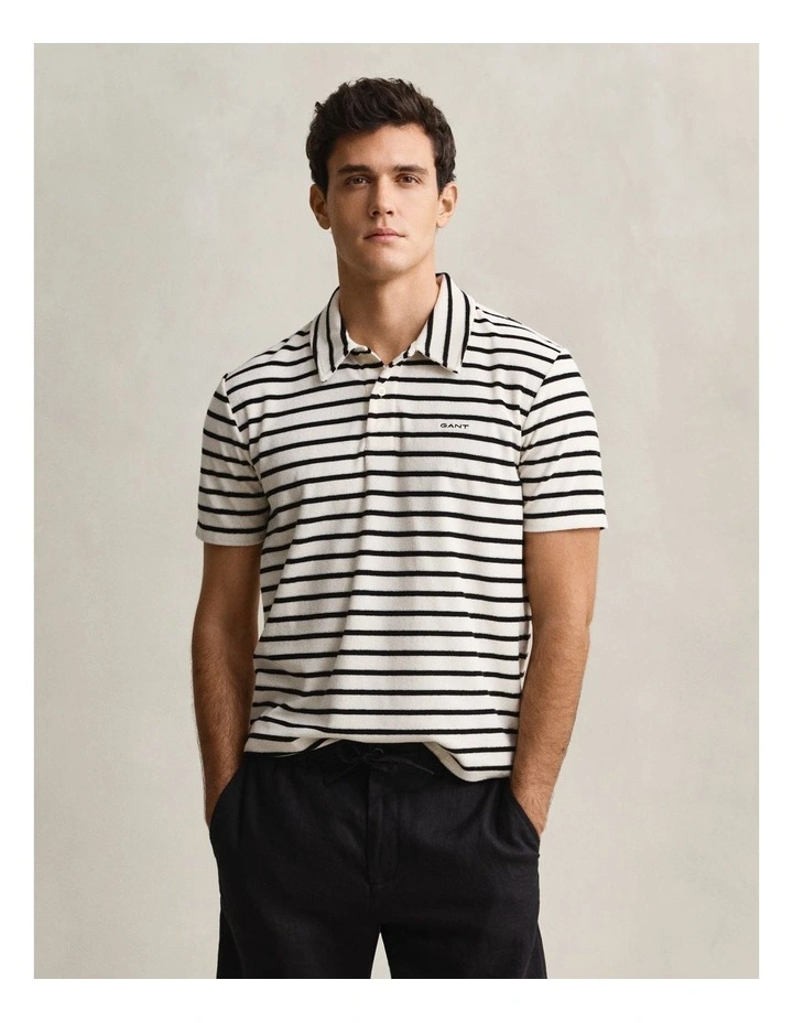 Terry Cloth Polo Shirt in Creamed White image 1