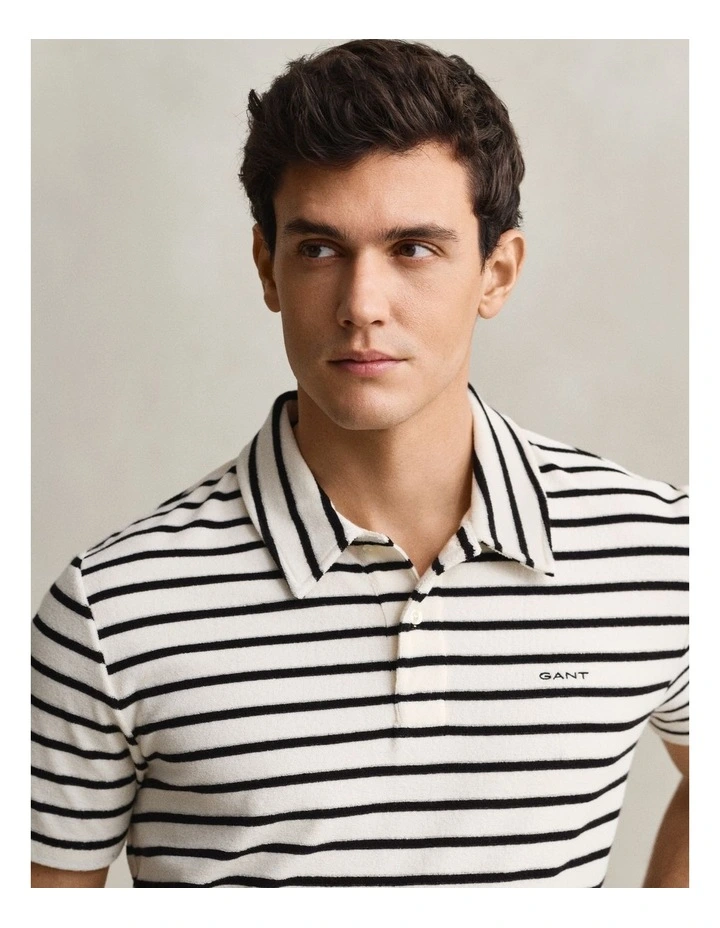 Terry Cloth Polo Shirt in Creamed White image 3
