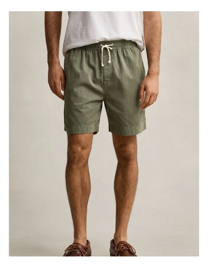 Sunfaded Drawstring Shorts in Dry Herb Green image 1