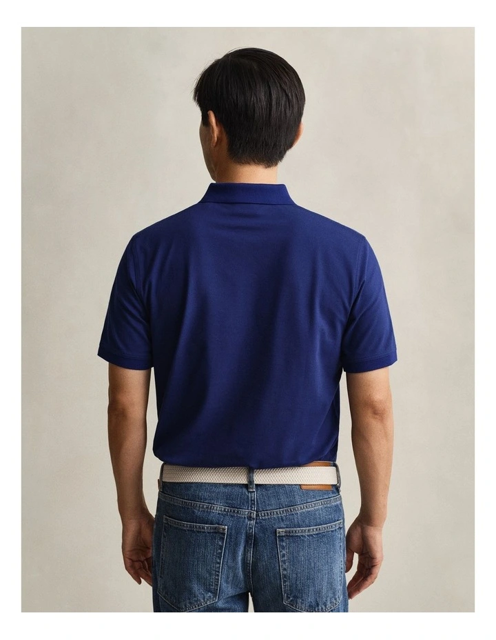 Contrast Piqu Polo Shirt in Rich Navy image 2