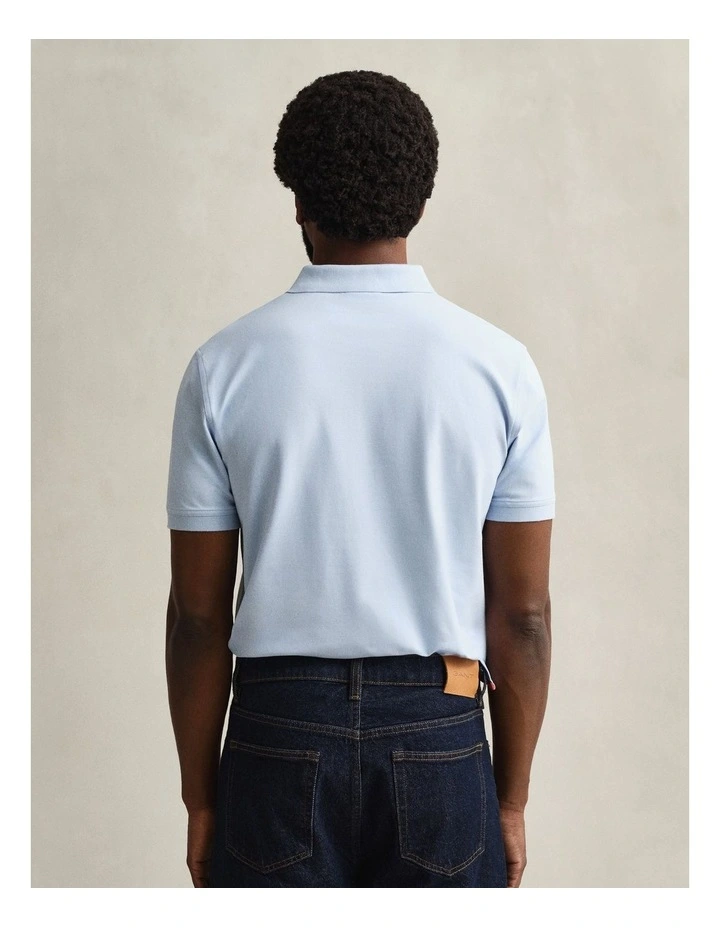 Contrast Piqu Polo Shirt in Fresh Blue image 2