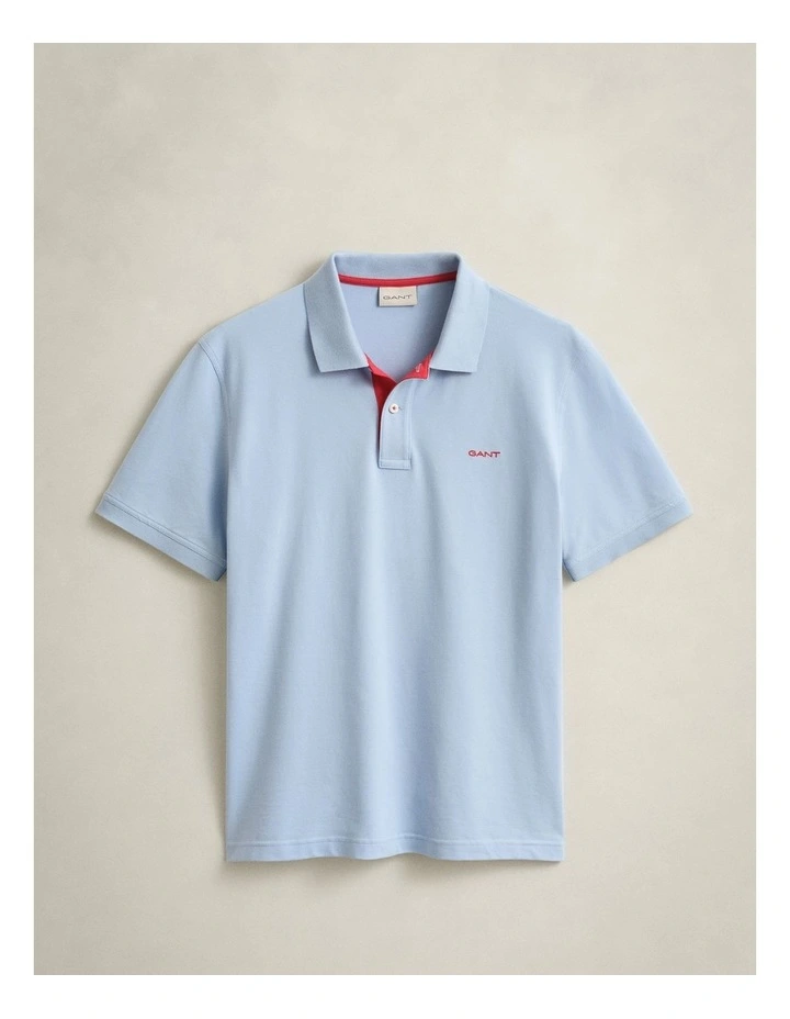 Contrast Piqu Polo Shirt in Fresh Blue image 5