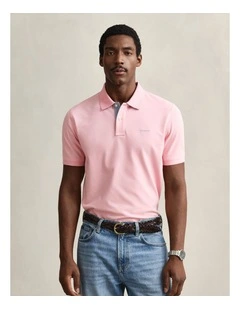 Contrast Piqu Polo Shirt in Bubbelgum Pink