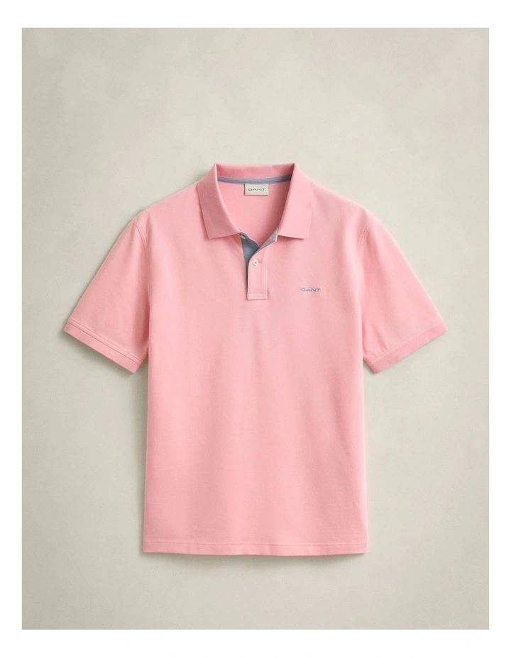 Contrast Piqu Polo Shirt in Bubbelgum Pink image 5