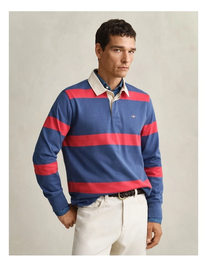 Striped Rugger in Vintage Blue image 1