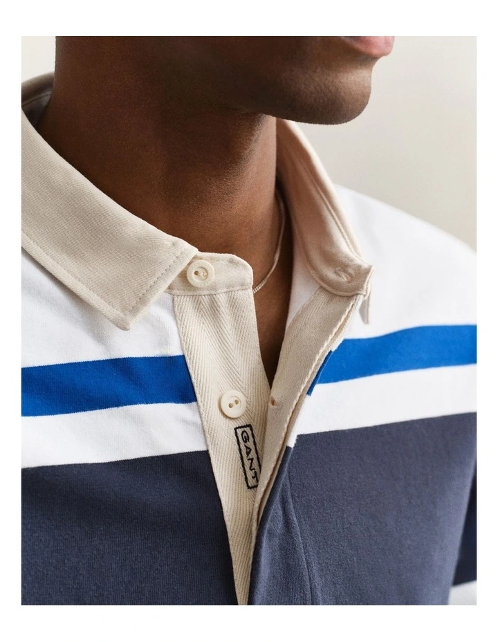 Block Striped Rugger in Evening Blue image 5