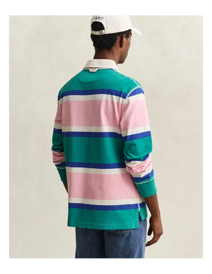Block Striped Rugger in Aqua Blue image 2