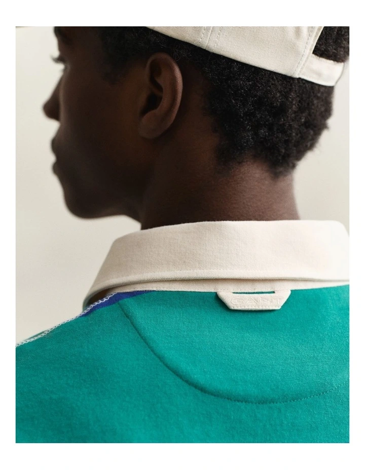 Block Striped Rugger in Aqua Blue image 3