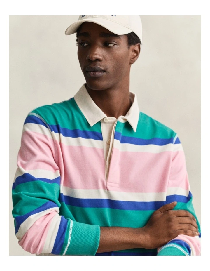 Block Striped Rugger in Aqua Blue image 4