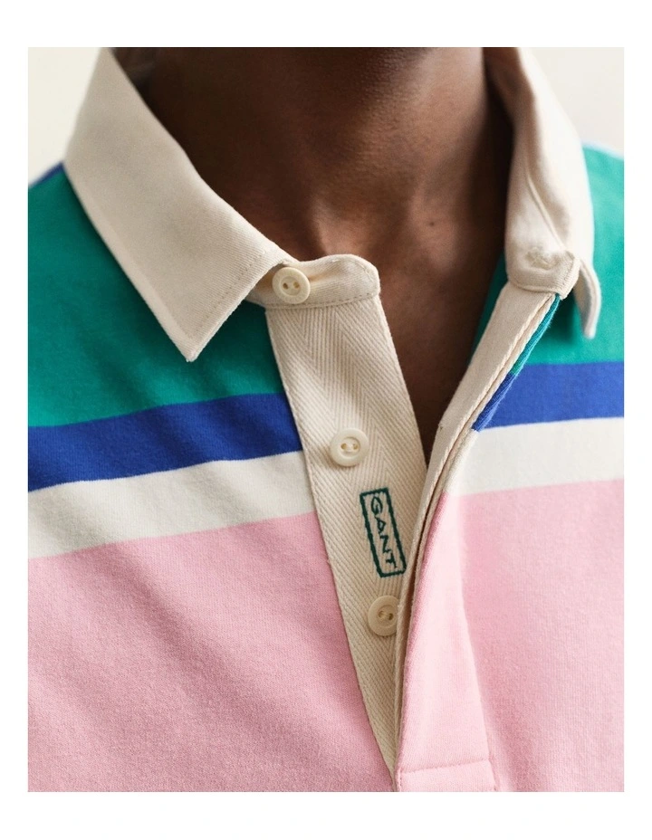Block Striped Rugger in Aqua Blue image 5