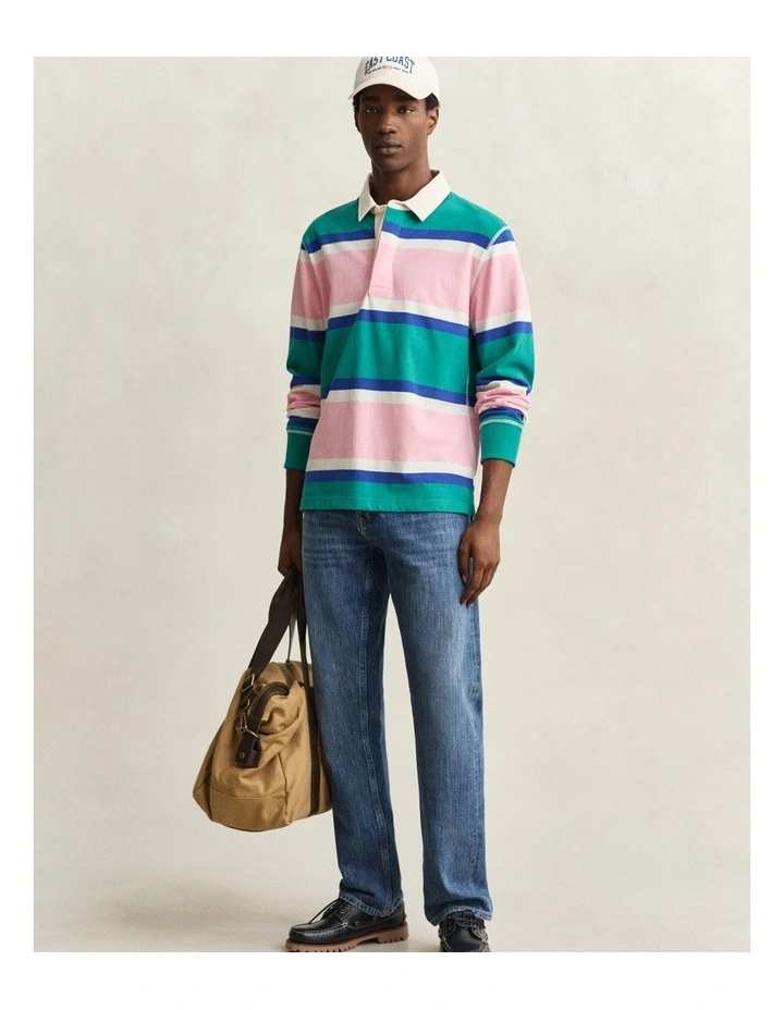Block Striped Rugger in Aqua Blue image 6