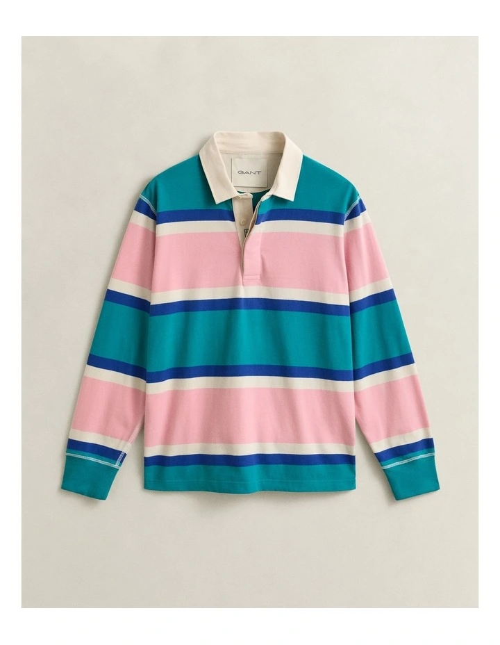 Block Striped Rugger in Aqua Blue image 7