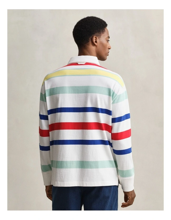 Multicoloured Stripe Rugger in Eggshell image 2