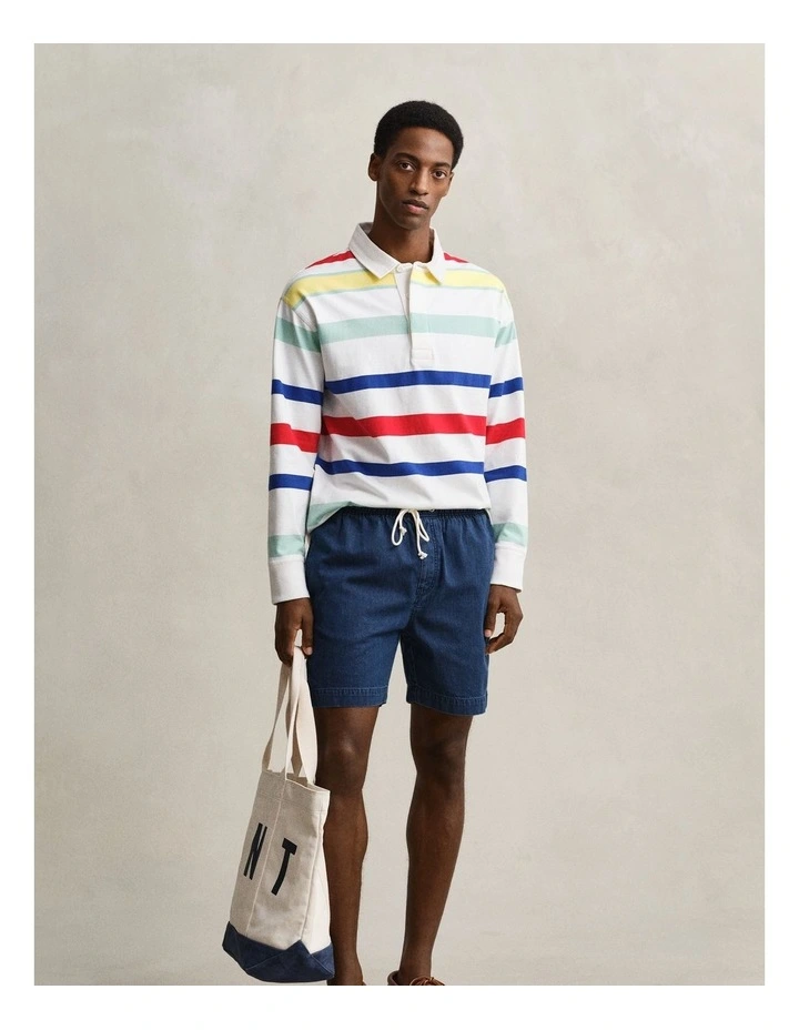 Multicoloured Stripe Rugger in Eggshell image 3