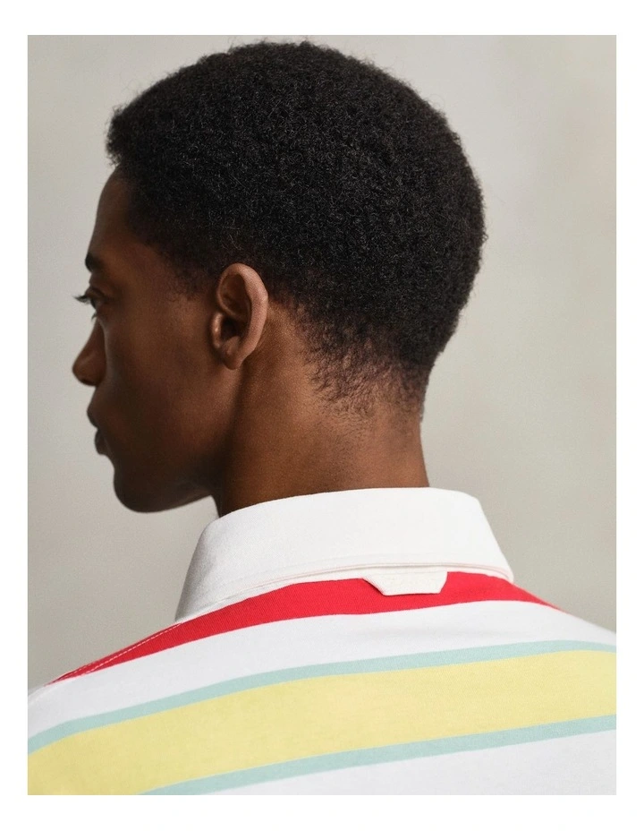 Multicoloured Stripe Rugger in Eggshell image 4