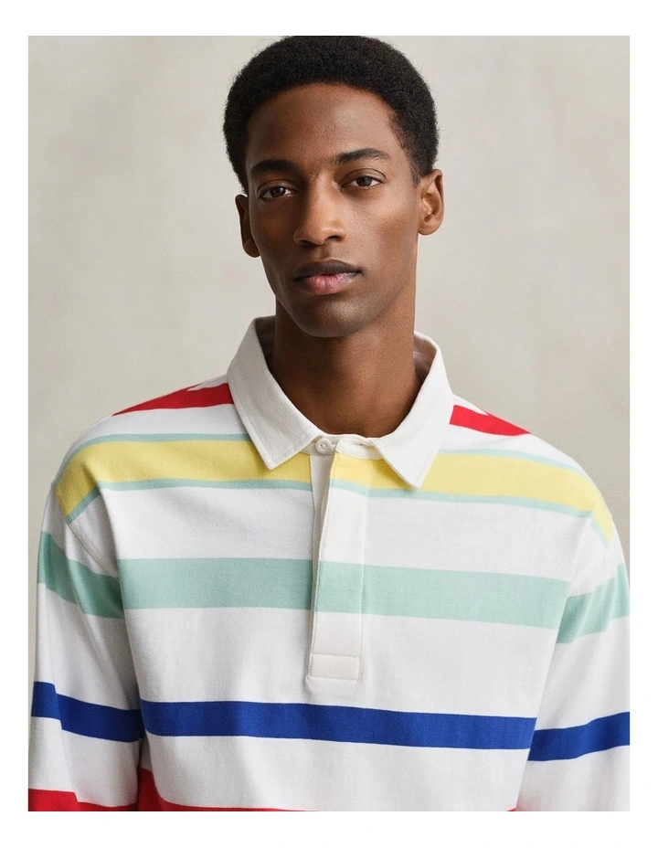Multicoloured Stripe Rugger in Eggshell image 6